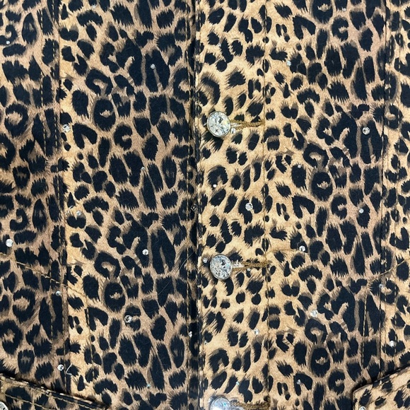 Christine Alexander XL Leopard Print Jacket w/ Rhinestones & Rhinestone Buttons - Picture 5 of 11